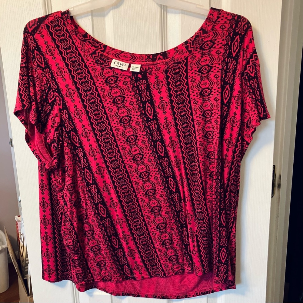 Cato Hot Pink Geometric Print Tunic